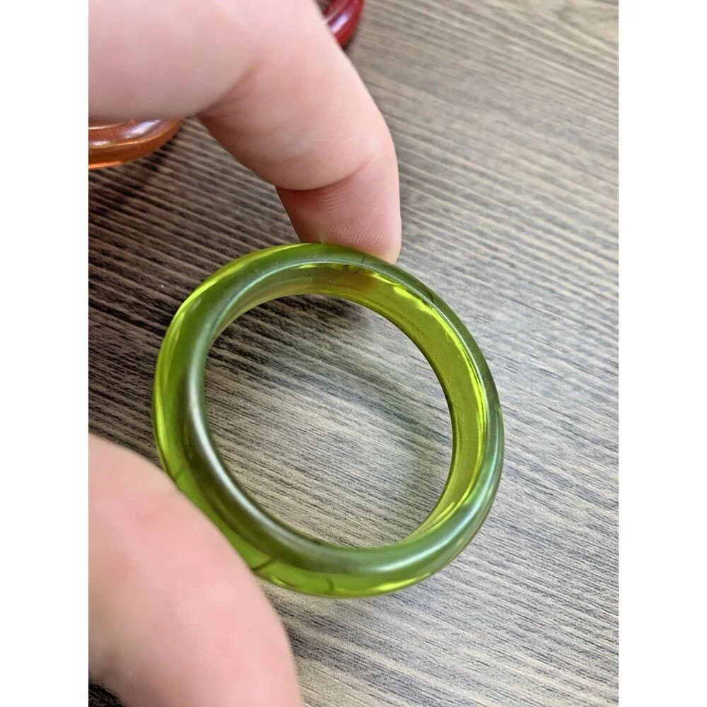 Set of 5 Vintage Translucent Napkin Rings Acrylic Lucite Amber Red Green MCM